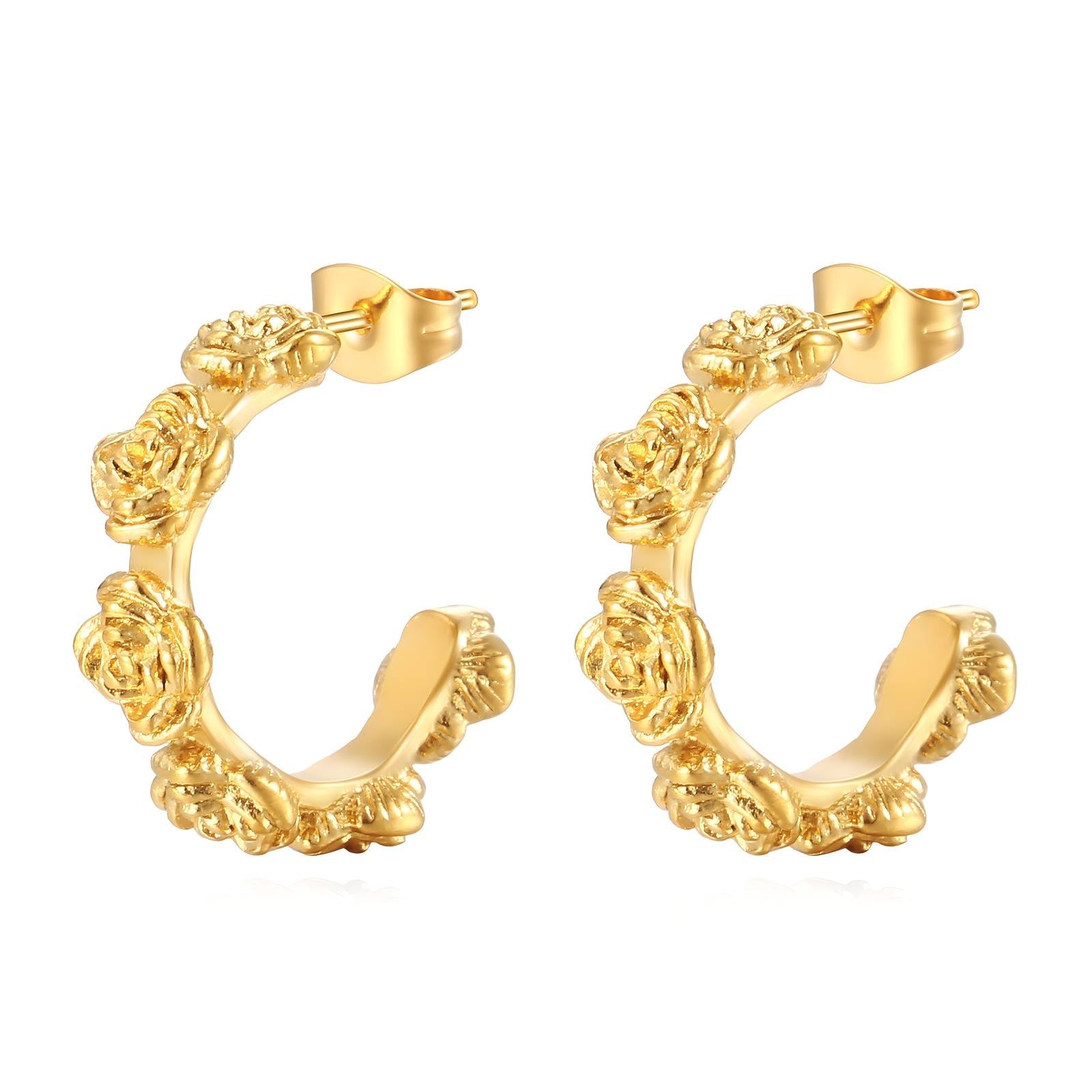 Elegant 18K Gold Plated Flowers Earrings