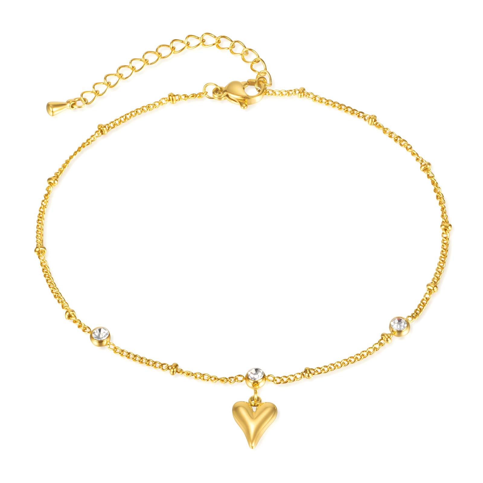 Elegant 18K Gold Plated Hearts anklet