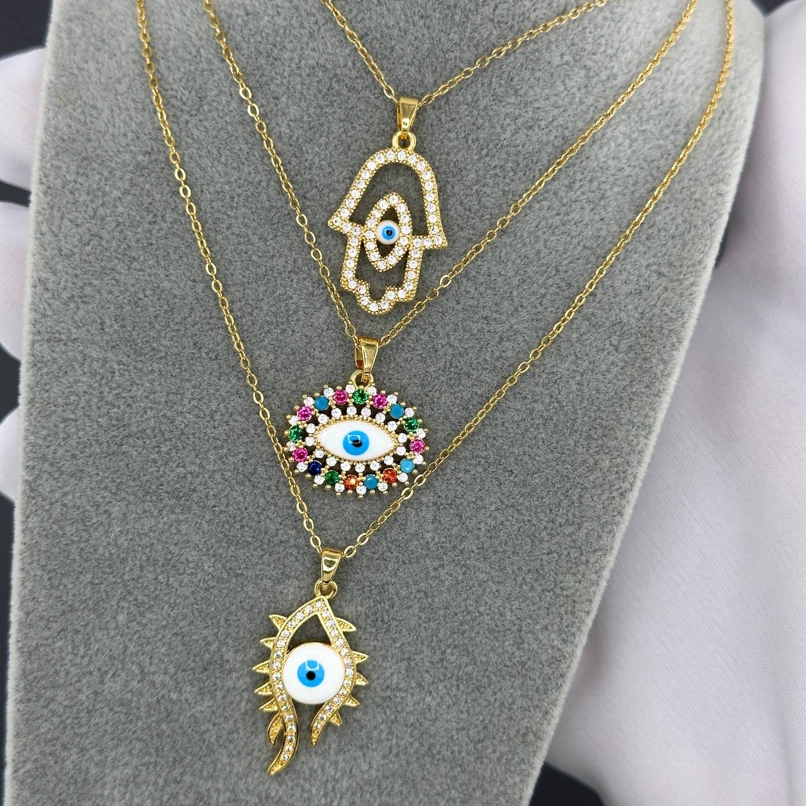 Elegant 18K Gold Plated Evil Eye Necklace