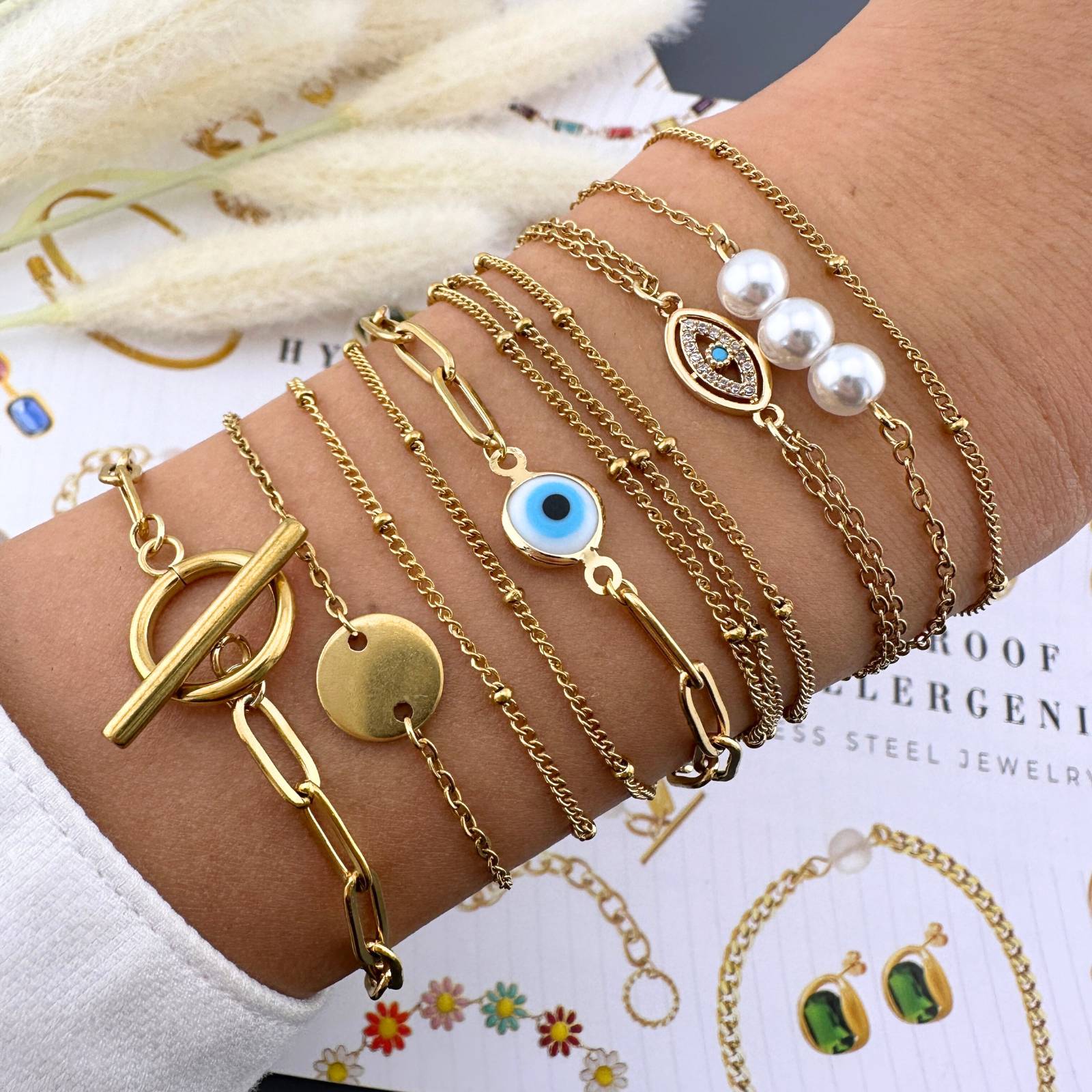 Elegant 18K Gold Plated Evil Eye Bracelet