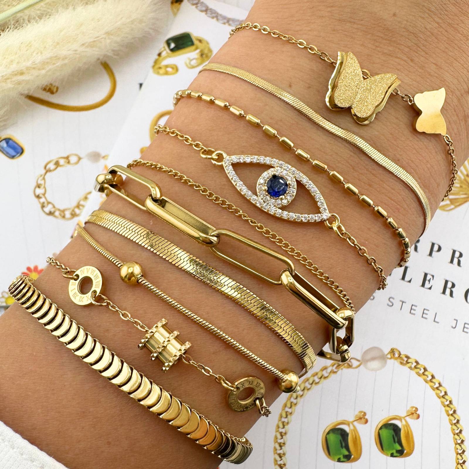 Elegant 18K Gold Plated Evil Eye Bracelet