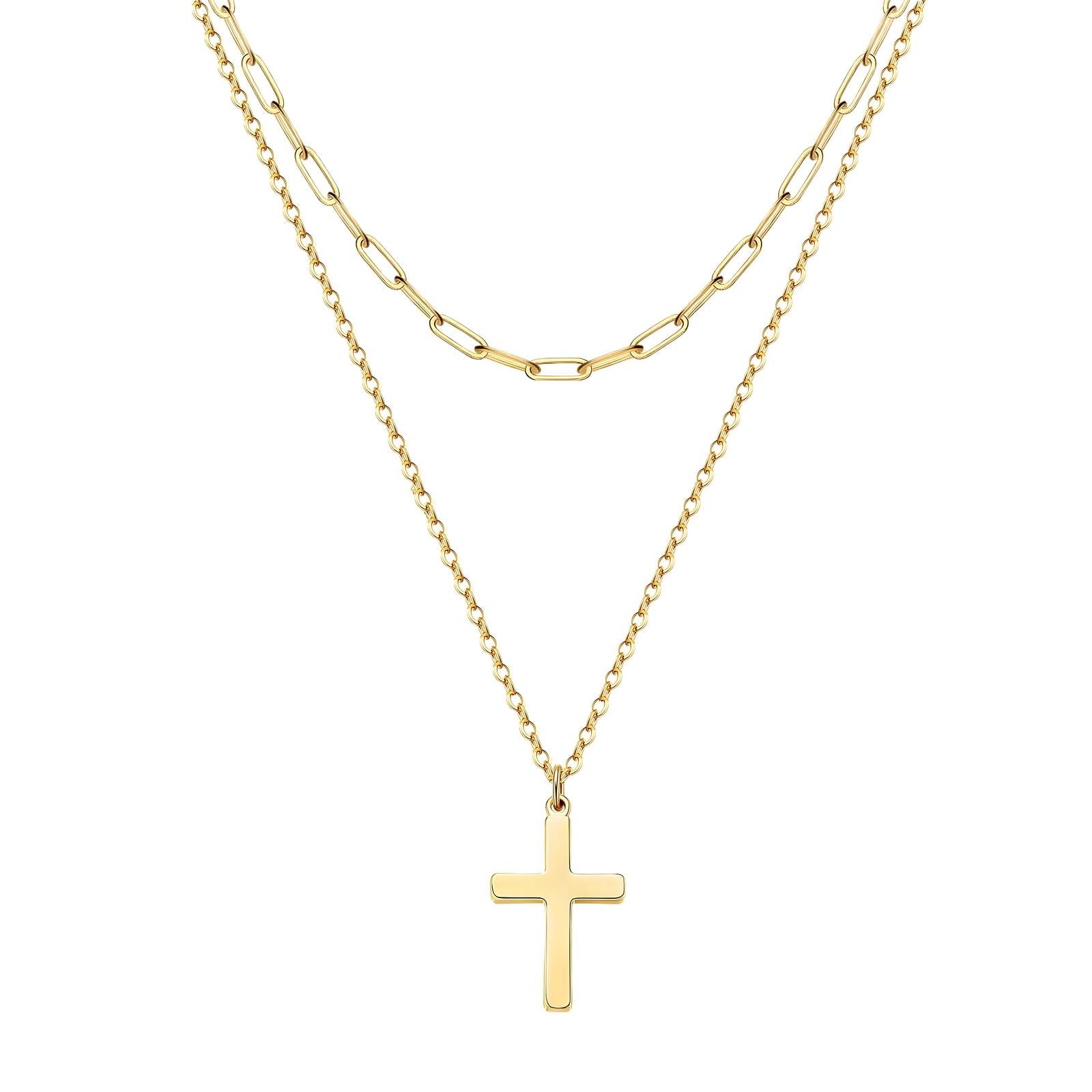 Elegant 18K Gold Plated Crosses Necklace