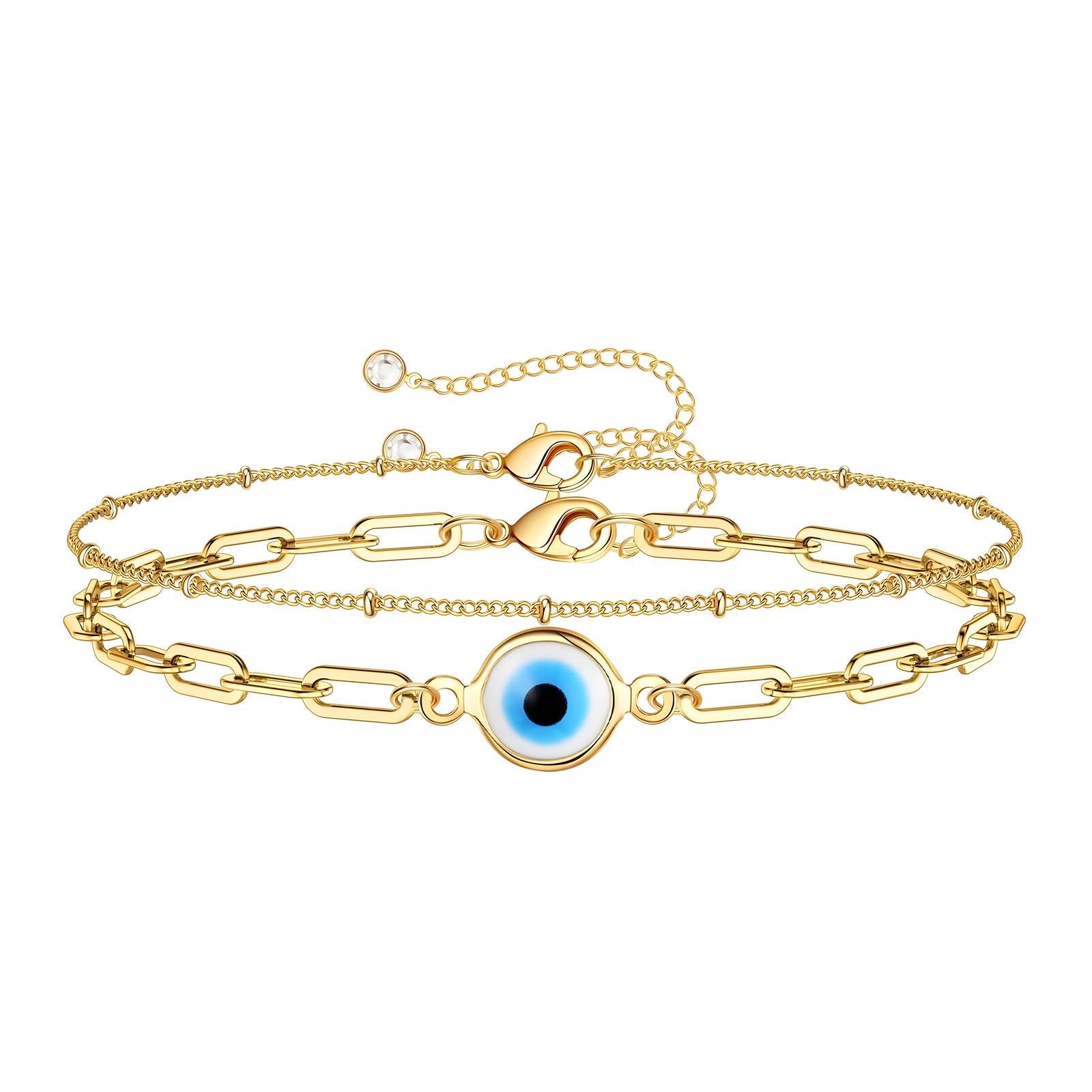 Elegant 18K Gold Plated Evil Eye Bracelet