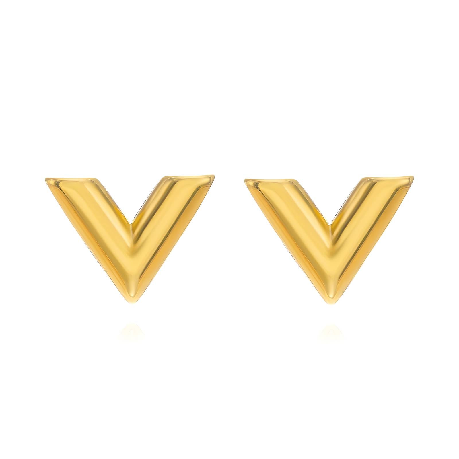 Elegant 18K Gold Plated Letter V Earrings