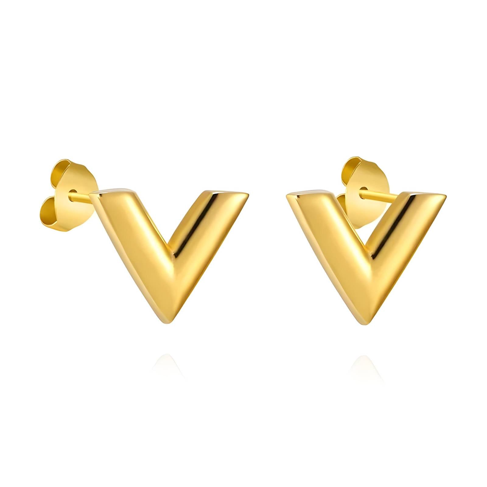 Elegant 18K Gold Plated Letter V Earrings