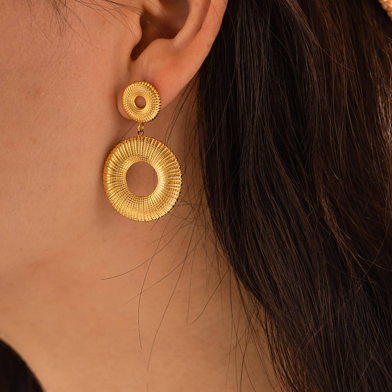 Elegant 18K Gold Plated Stainless Steel Earrings