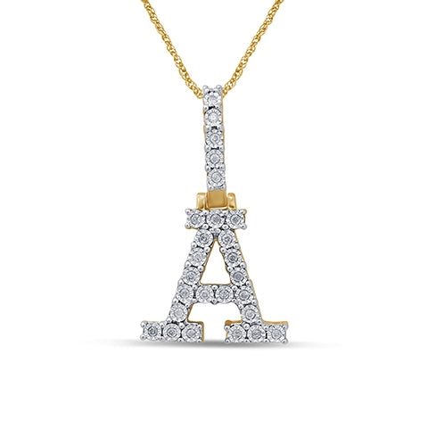 Initial "A" Charm Pendant With 0.19 Carat TW Of Diamonds In 10K Yellow Gold