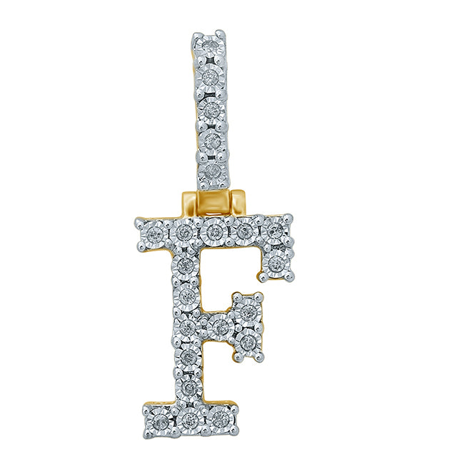 Fanuc Initial "F" Charm Pendant With 0.15 Carat TW Of Diamonds In 10K Yellow Gold