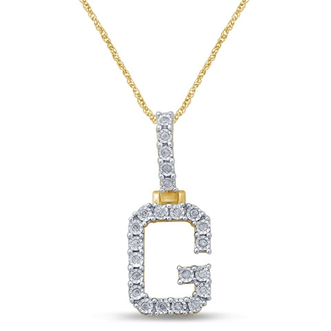 Initial "G" Charm Pendant With 0.16 Carat TW Of Diamonds In 10K Yellow Gold