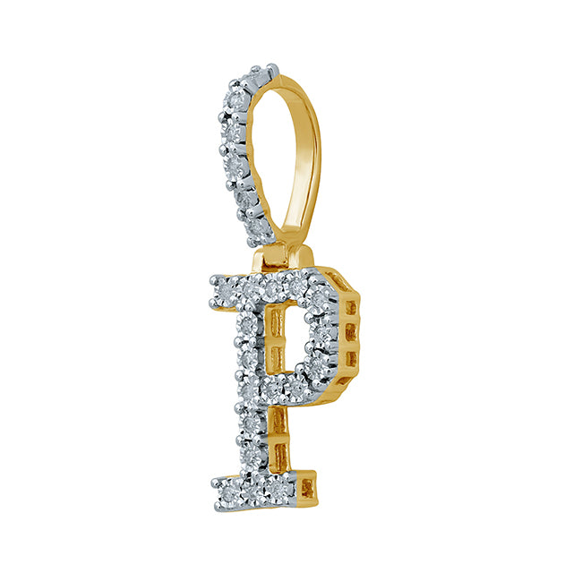 Initial "P" Charm Pendant With 0.17 Carat TW Of Diamonds In 10K Yellow Gold