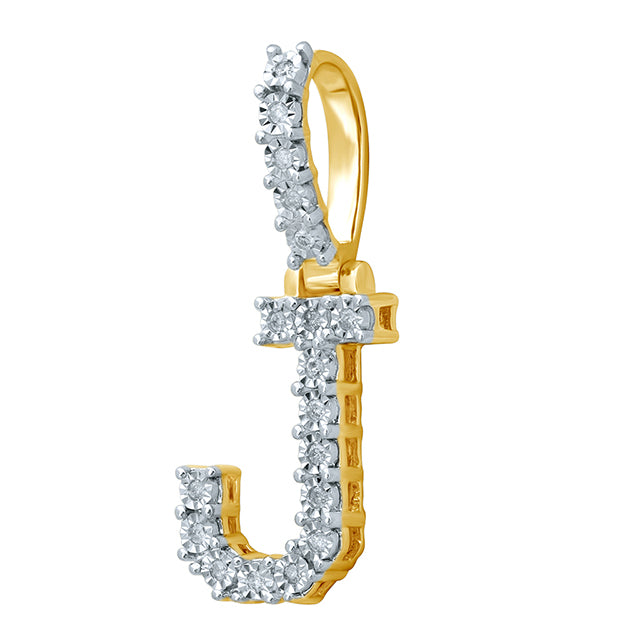 Fanuc Initial "J" Charm Pendant With 0.13 Carat TW Of Diamonds In 10K Yellow Gold