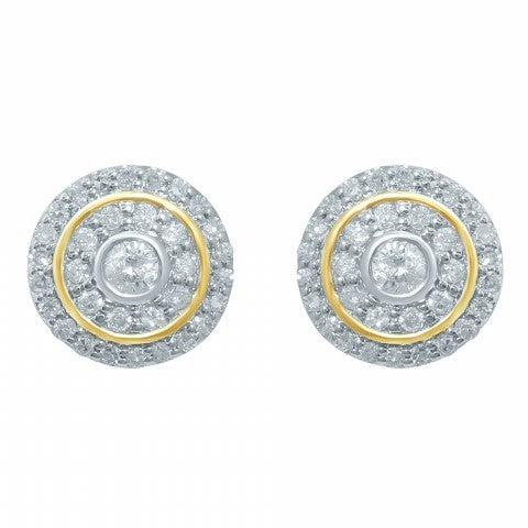 Round Studs / Earrings With 0.24 Carat TW Of Diamonds In 10K Yellow Gold