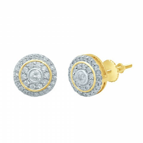 Round Studs / Earrings With 0.24 Carat TW Of Diamonds In 10K Yellow Gold