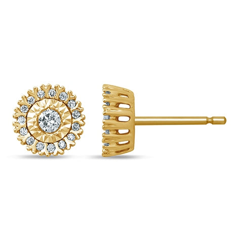 Round Studs / Earrings With 0.19 Carat TW Of Diamonds In 10K Yellow Gold