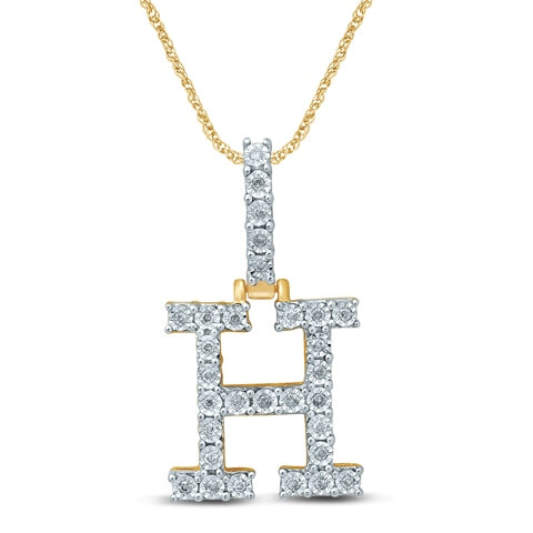 Initial "H" Charm Pendant With 0.24 Carat TW Of Diamonds In 10K Yellow Gold