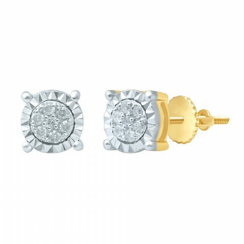 Round Studs / Earrings With 0.14 Carat TW Of Diamonds In 10K Yellow Gold