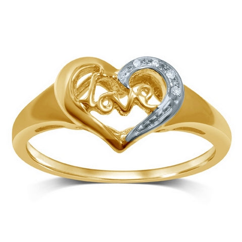 Heart Promise Ring With 0.02 Carat TW Of Diamonds In 10K Yellow Gold