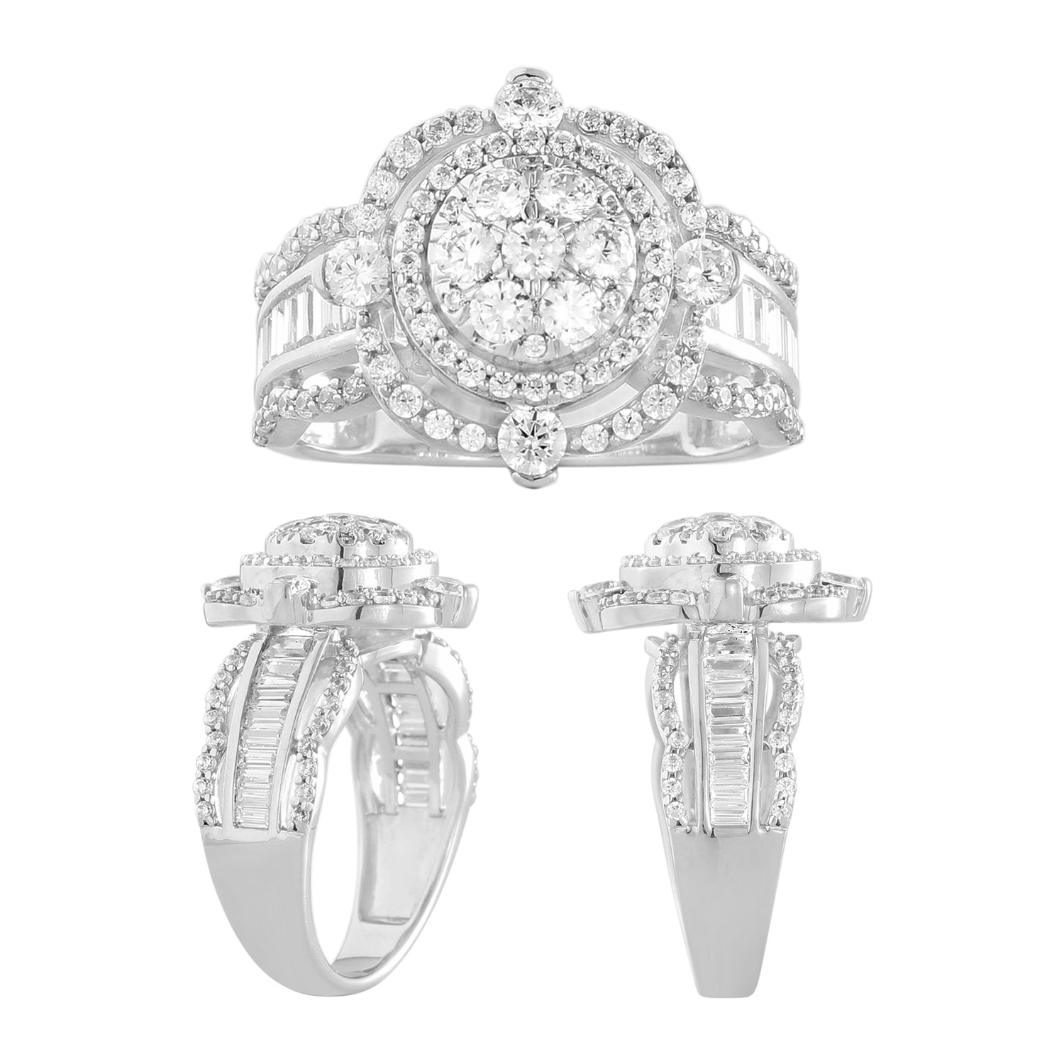 Round Engagement Ring with 1.47 Carat TW of Diamonds in 14K White Gold