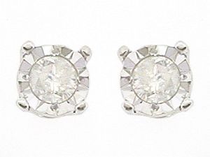 Round Studs / Earrings With 0.24 Carat TW Of Diamonds In 10K White Gold