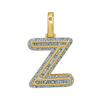Baguette Initial "Z" Charm Pendant With 0.51 Carat TW Of Diamonds In 10K Yellow Gold