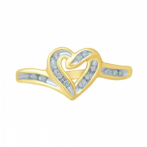 Heart Promise Ring With 0.07 Carat TW Of Diamonds In 10K Yellow Gold