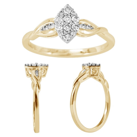 Marquise Engagement / Promise Ring With 0.19 Carat TW Of Diamonds In 10K Yellow Gold