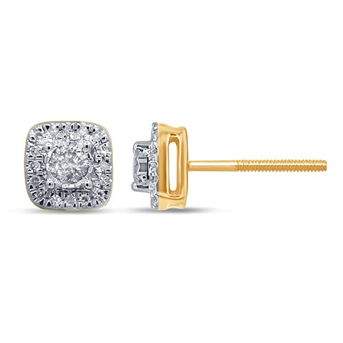 Square Studs / Earrings With 0.24 Carat TW Of Diamonds In 10K Yellow Gold