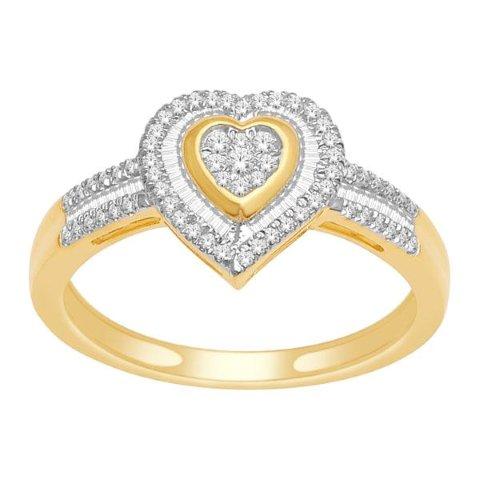 Heart Ring with 0.33 Carat TW of Diamonds in 10K Yellow Gold