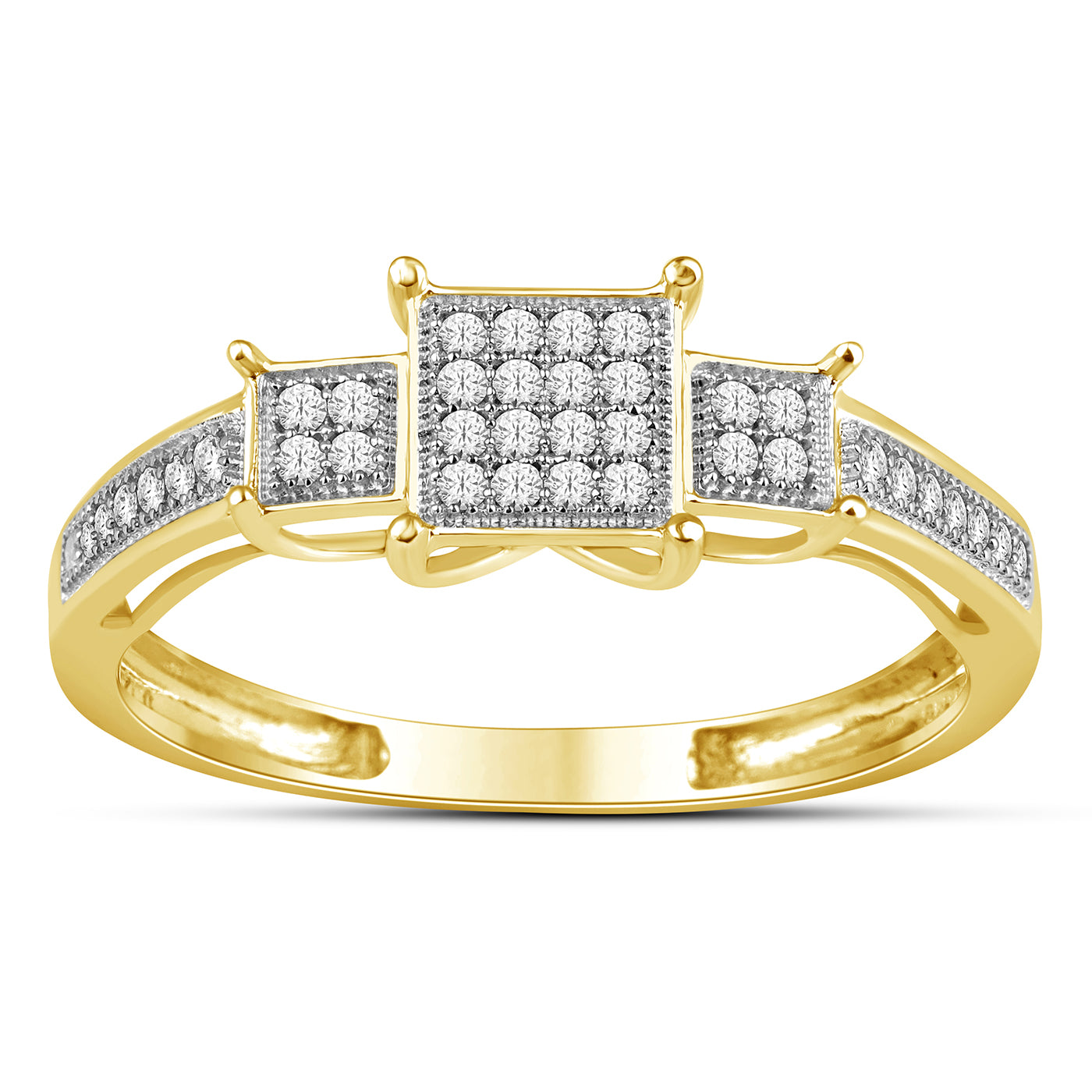Micro Pave Engagement Ring With 0.12 Carat TW Of Diamonds In 10K Yellow Gold