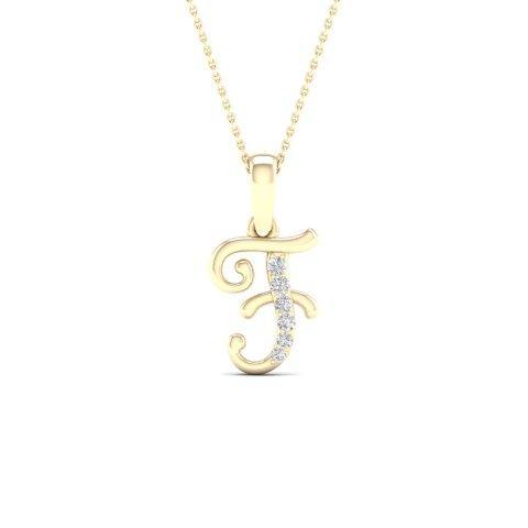 Initial "F" Charm Pendant With 0.04 Carat TW Of Diamonds In 10K Yellow Gold