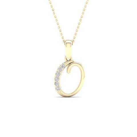 Initial "O" Charm Pendant With 0.04 Carat TW Of Diamonds In 10K Yellow Gold