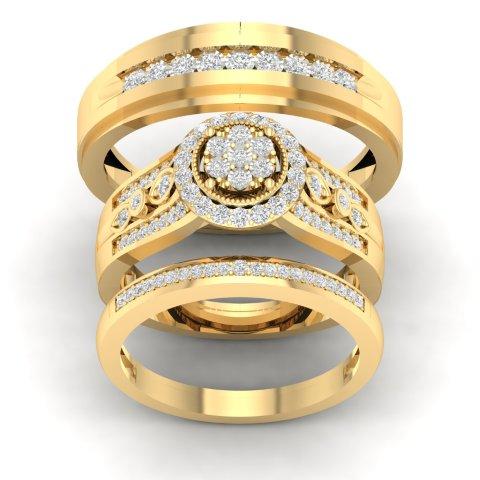 Bridal Set of Rings with 0.40 Carat TW of Diamonds in 10K Yellow Gold
