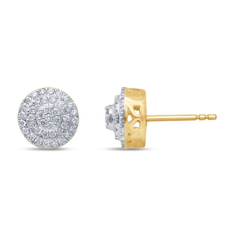 Round Studs / Earrings With 0.36 Carat TW Of Diamonds In 10K Yellow Gold