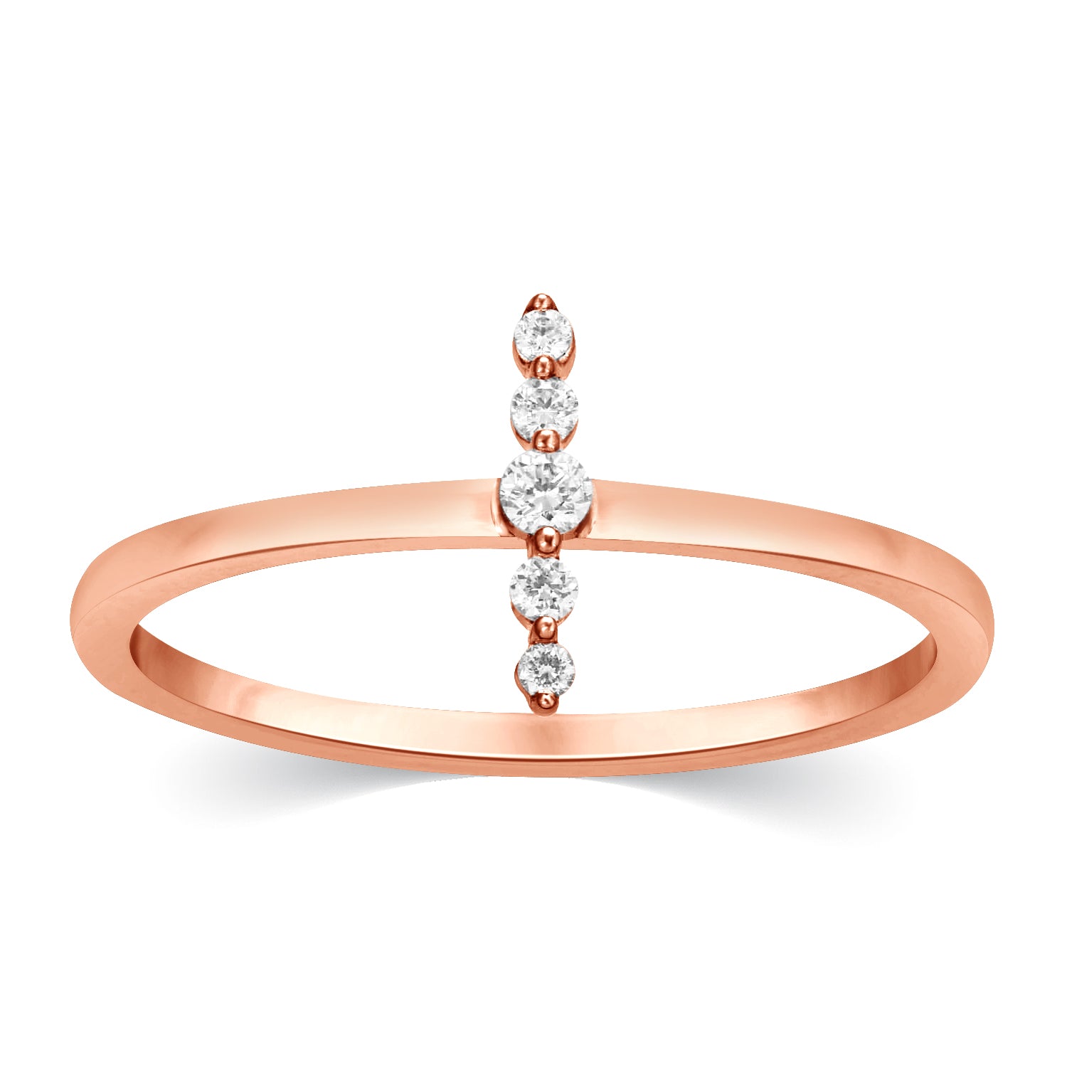 Wedding Band Ring With 0.06 Carat TW Of Diamonds In 10K Rose Gold