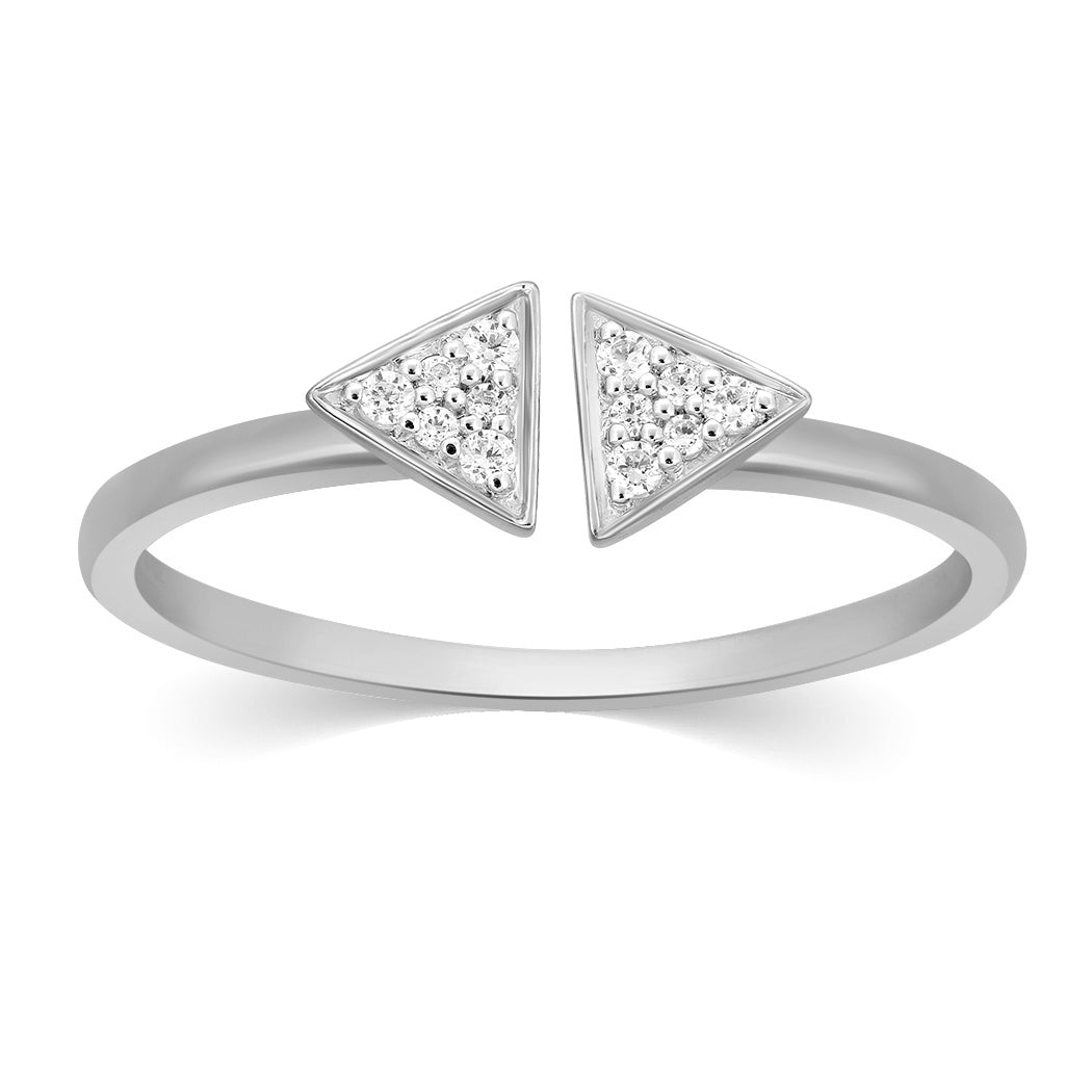 Triangle Ring With 0.05 Carat TW Of Diamonds In 10K White Gold
