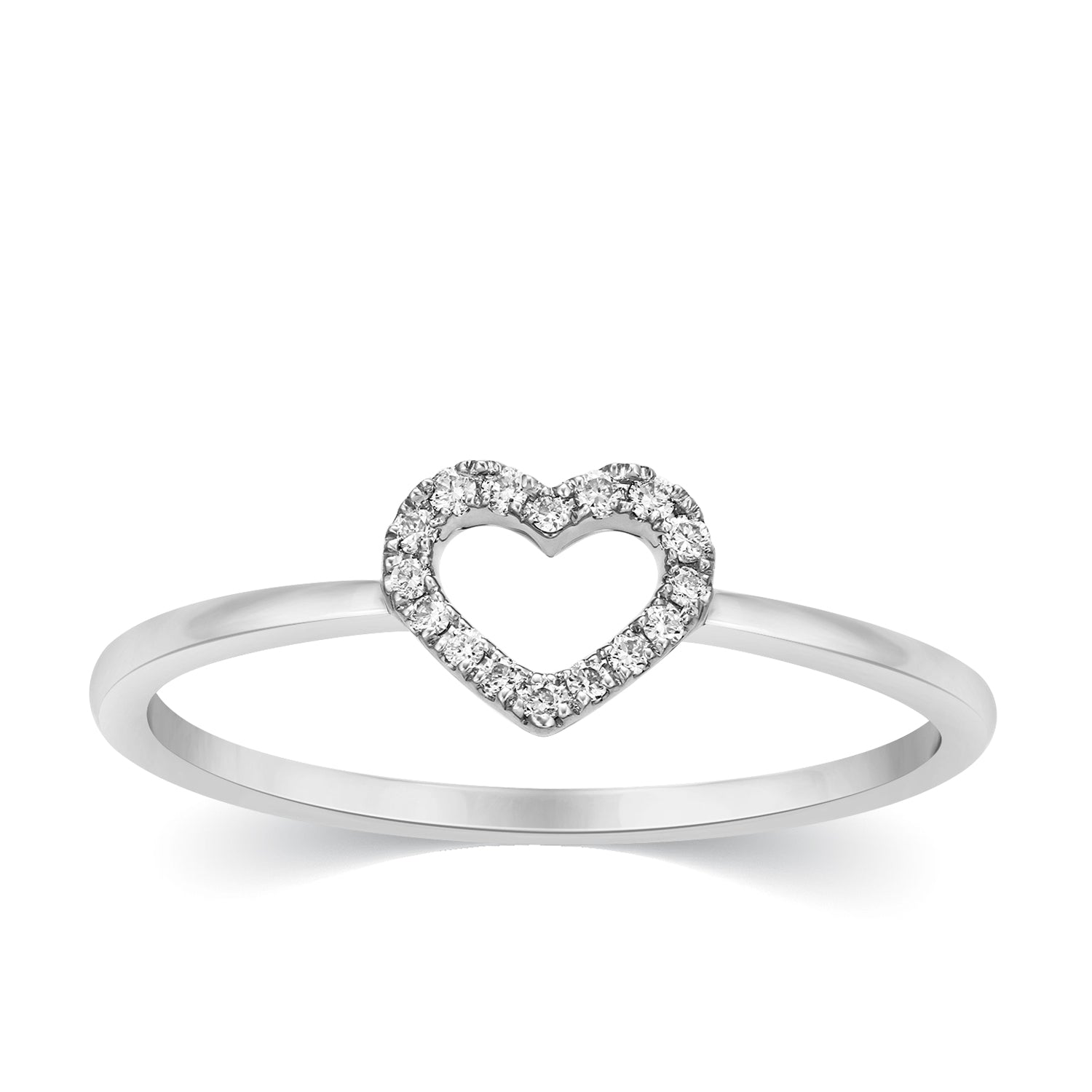 Heart Promise Ring With 0.05 Carat TW Of Diamonds In 10K White Gold