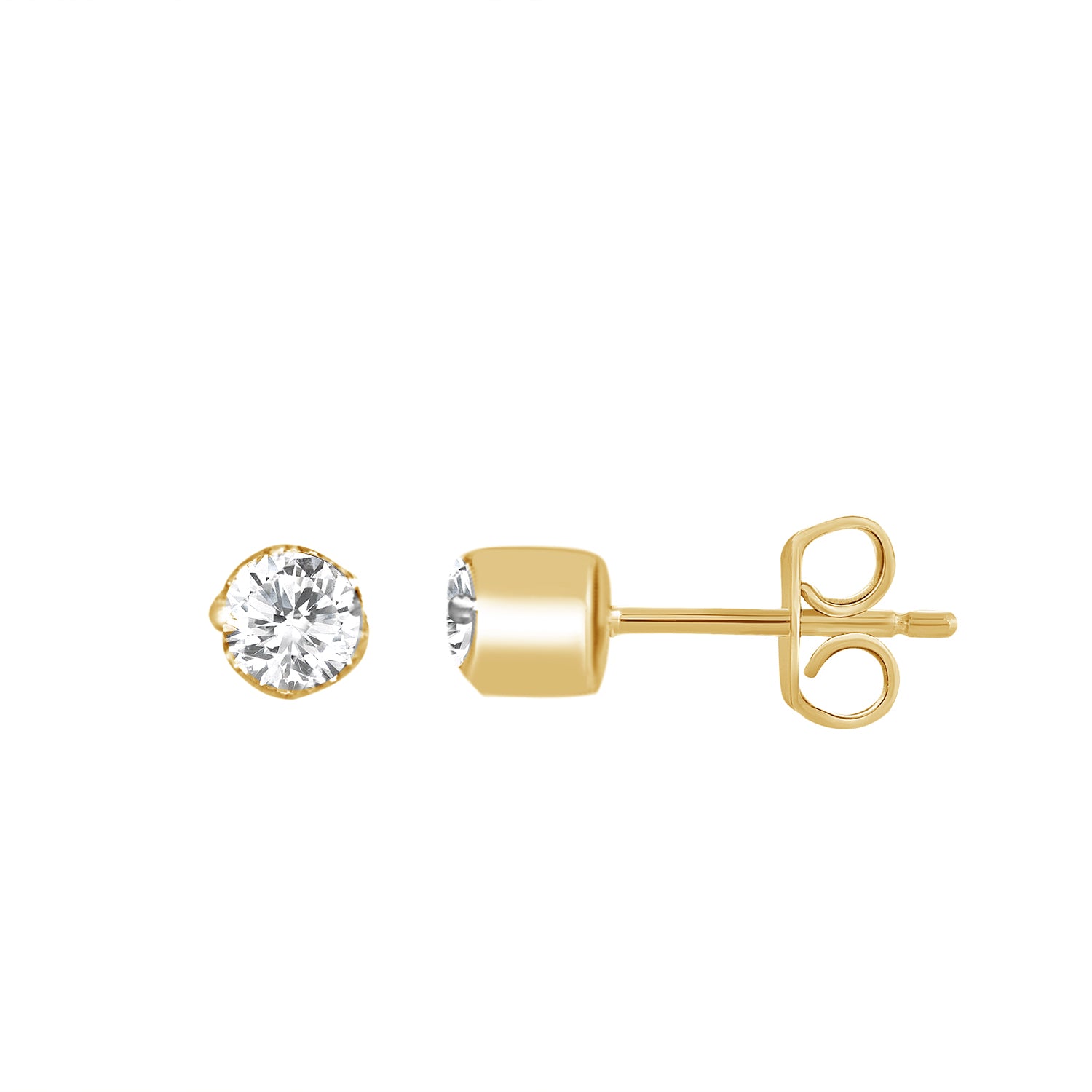 Round Studs / Earrings With 0.10 Carat TW Of Diamonds In 10K Yellow Gold