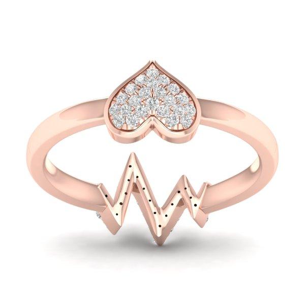 Heart Ring with 0.12 Carat TW of Diamonds in 10K Rose Gold