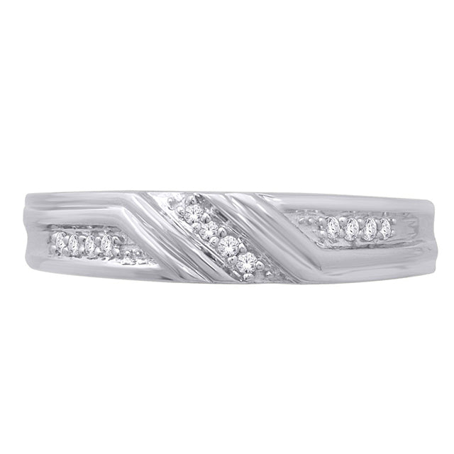 Men's Ring / Band With 0.08 Carat TW Of Diamonds In 10K White Gold