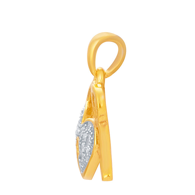 Heart Lock & Key Charm Pendant With 0.05 Carat TW Of Diamonds In 10K Yellow Gold