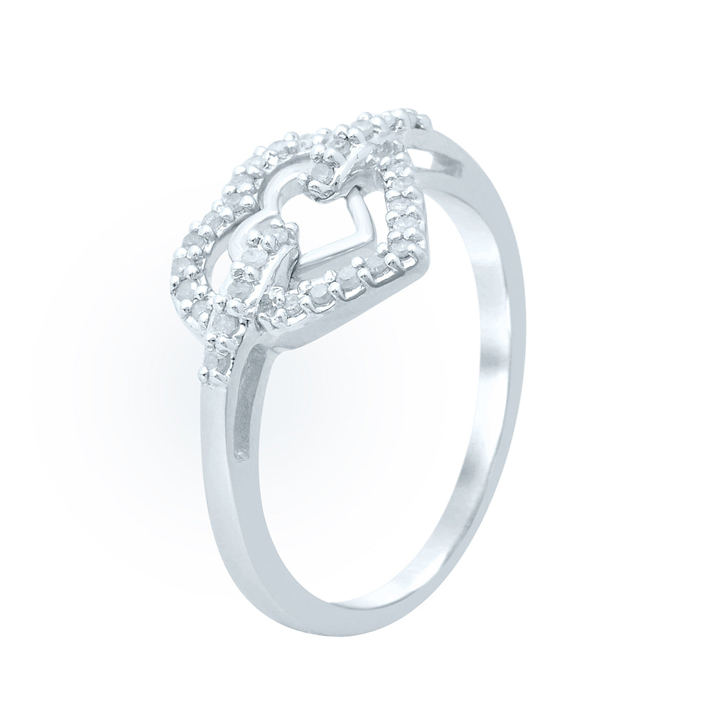 Heart Promise Ring With 0.18 Carat TW Of Diamonds In Sterling Silver 925
