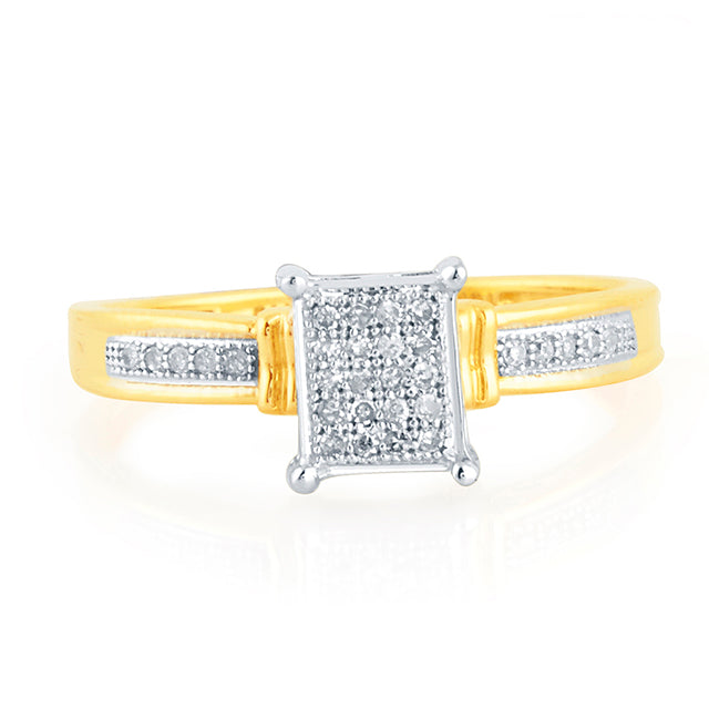 Micro Pave Square Engagement Ring With 0.10 Carat TW Of Diamonds In 10K Yellow Gold