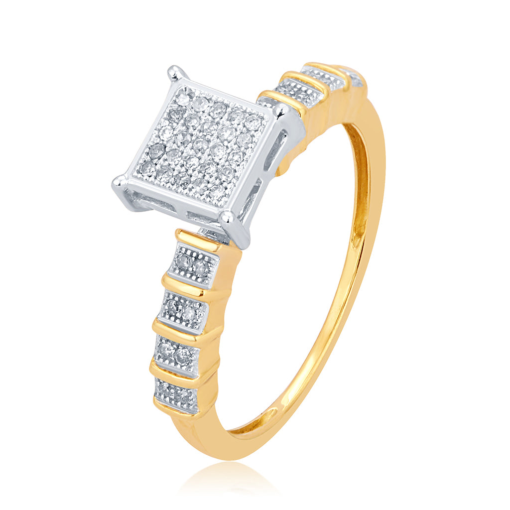 Micro Pave Square Engagement Ring with 0.15 Carat TW of Diamonds in 10K Yellow Gold