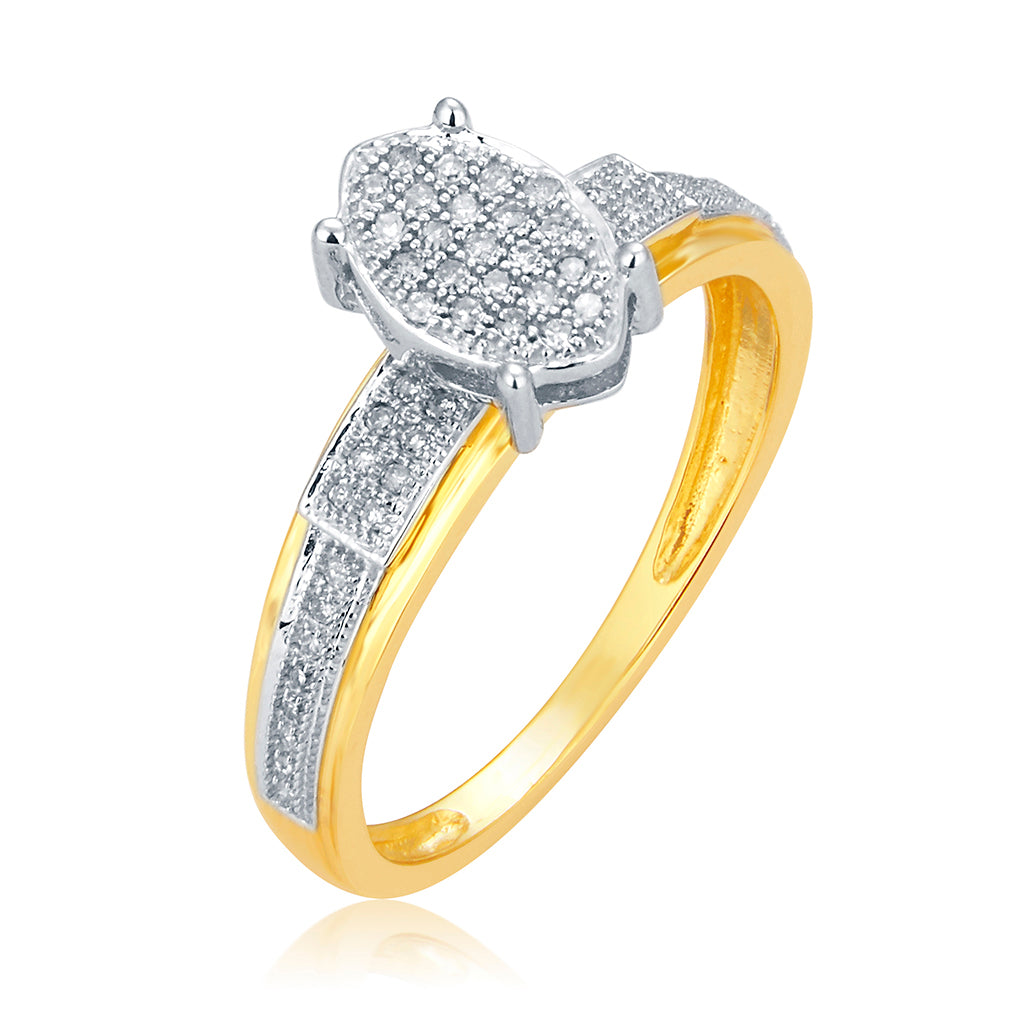 Oval Micro Pave Engagement Ring with 0.15 Carat TW of Diamonds in 10K Yellow Gold