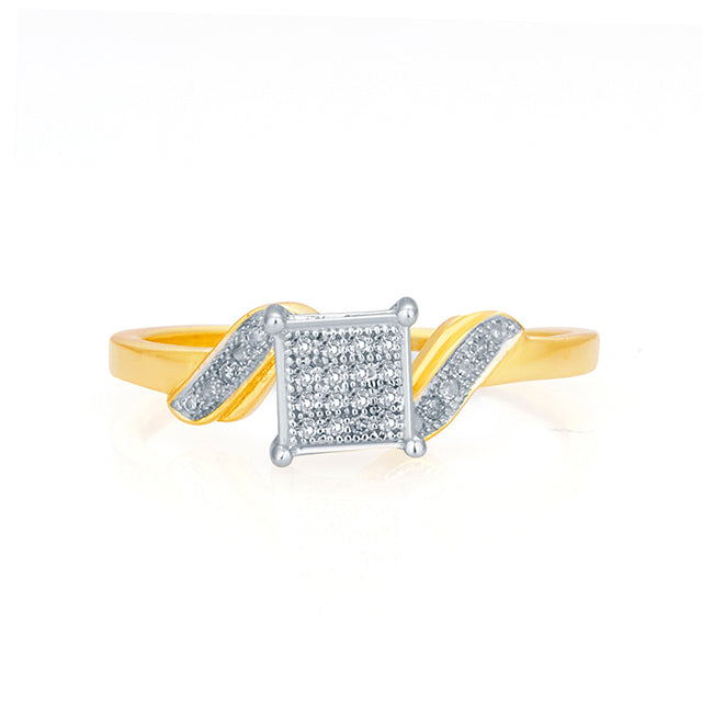 Micro Pave Square Promise Ring With 0.09 Carat TW Of Diamonds In 10K Yellow Gold