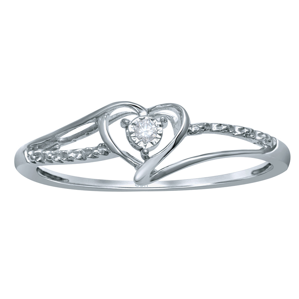 Heart Promise Ring With 0.02 Carat TW Of Diamonds In Sterling Silver 925