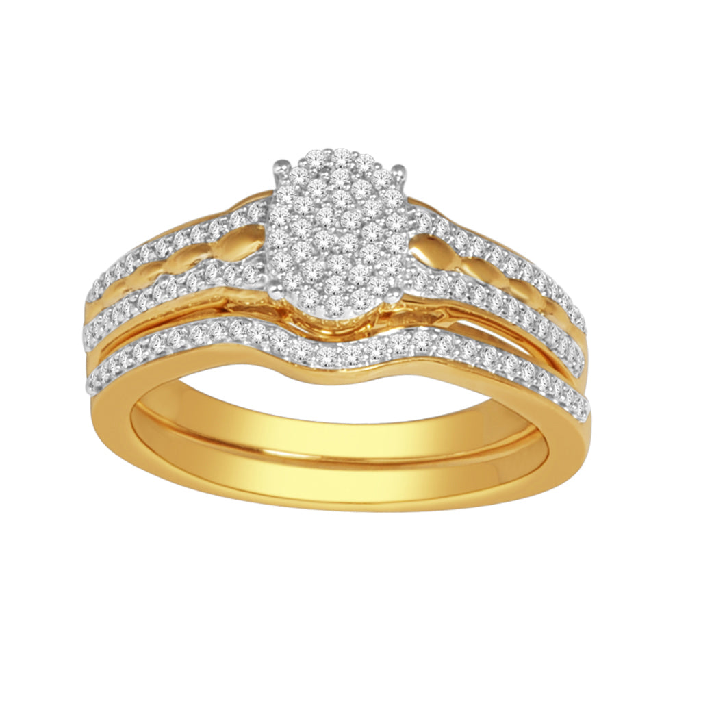 Bridal Set Oval Engagement Ring with 0.33 Carat TW of Diamonds in 10K Yellow Gold
