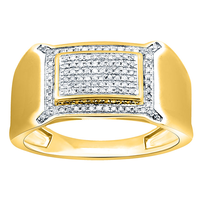 Micro Pave Men's Ring With 0.16 Carat TW Of Diamonds In 10K Yellow Gold