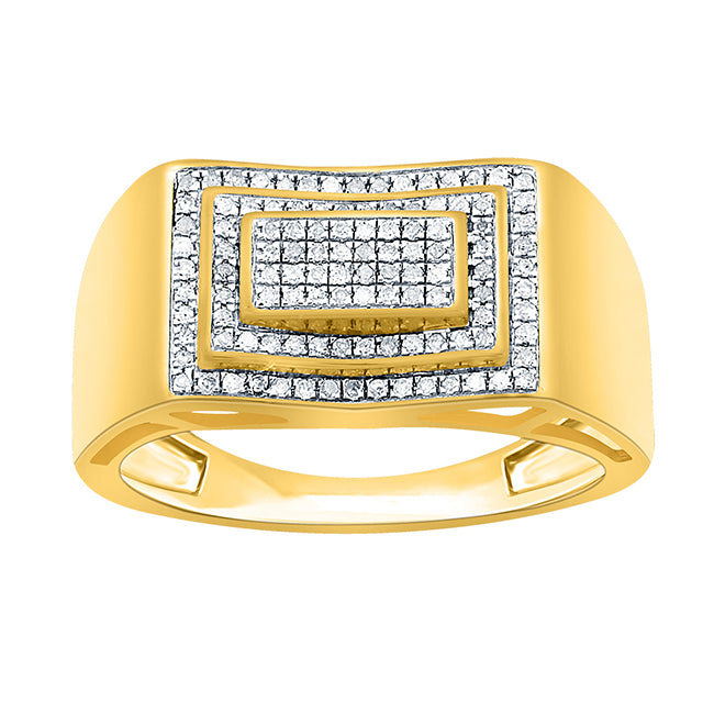 Micro Pave Men's Ring With 0.17 Carat TW Of Diamonds In 10K Yellow Gold