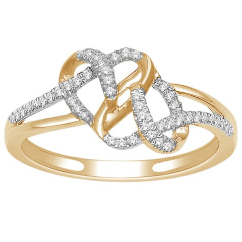 Heart Promise Ring With 0.15 Carat TW Of Diamonds In 10K Yellow Gold